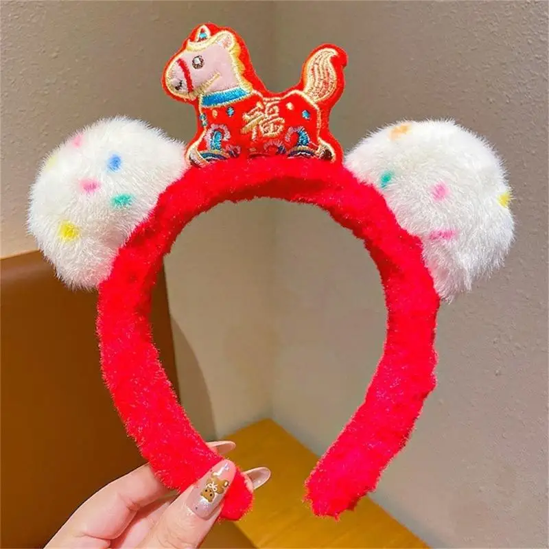 Festival Animal Horse Styes Women Girls Plush Headband New Year Costume Accessories Hair Hoops for Adults Kids Party Headgears
