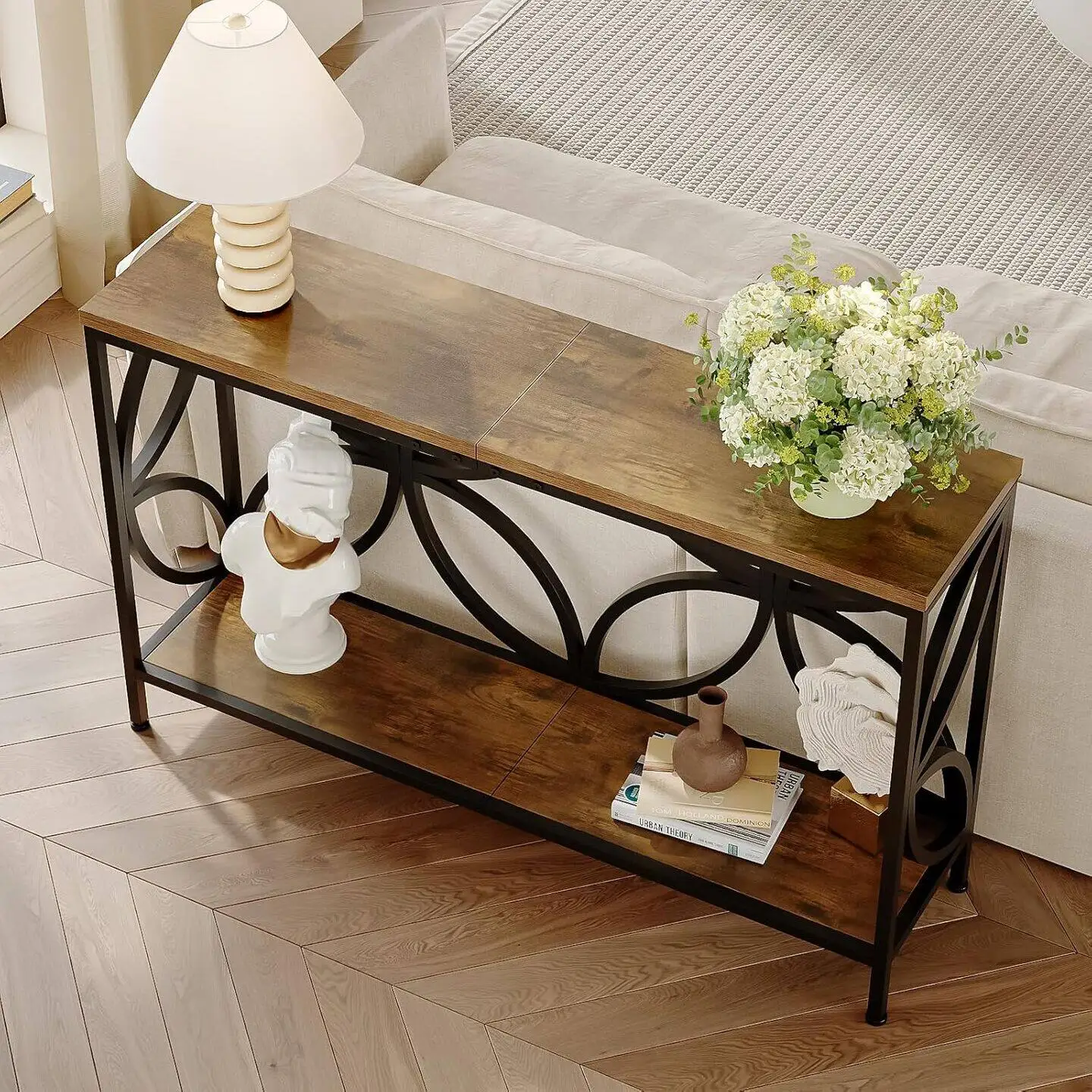 American rural solid wood entrance table, living room household strip table, home entrance, homestay entrance, industrial style