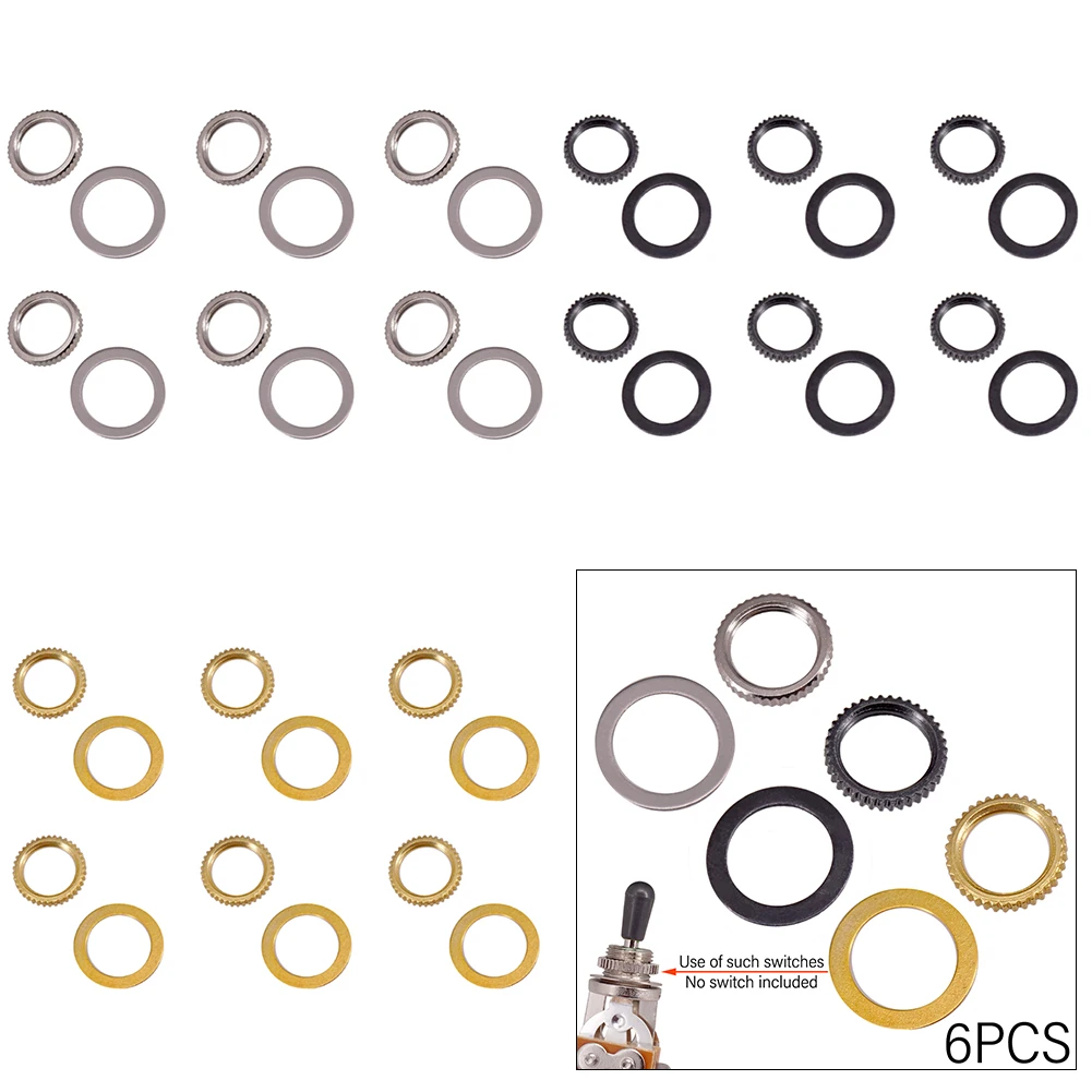6 Set Gitaar Potentiometer Moer En Ring Pickup Keuzeschakelaar Moer Pakking Voor Toonvolume Voor LP Gitaar Vervangende Onderdelen - afbeelding 2