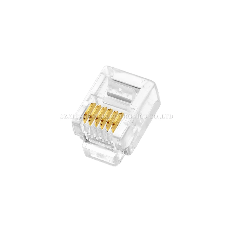 20/50/100PCS RJ11 Telephone Crystal Plug 6P6C 6P4C 6P2C RJ9 4P4C Modular Cable Head Gold Plated Network Connectors