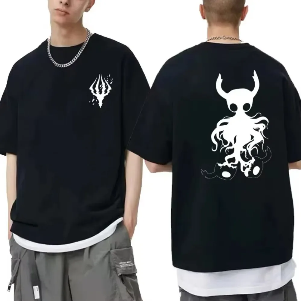 Hot Game Hollow Knight Darkside Double Sided Print T-shirt Man Fashion Casual T-shirt Men Women Comfortable Loose Tee Shirt