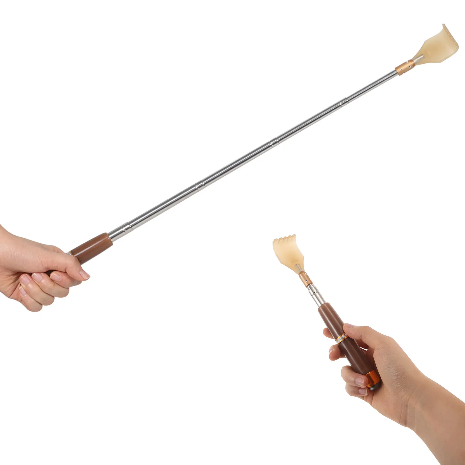 

3pcs Portable Back Scratcher 19.8Cm-53Cm Telescopic Metal Itch Relief Tool Extendable Self Massage Stick For Seniors Claw Design