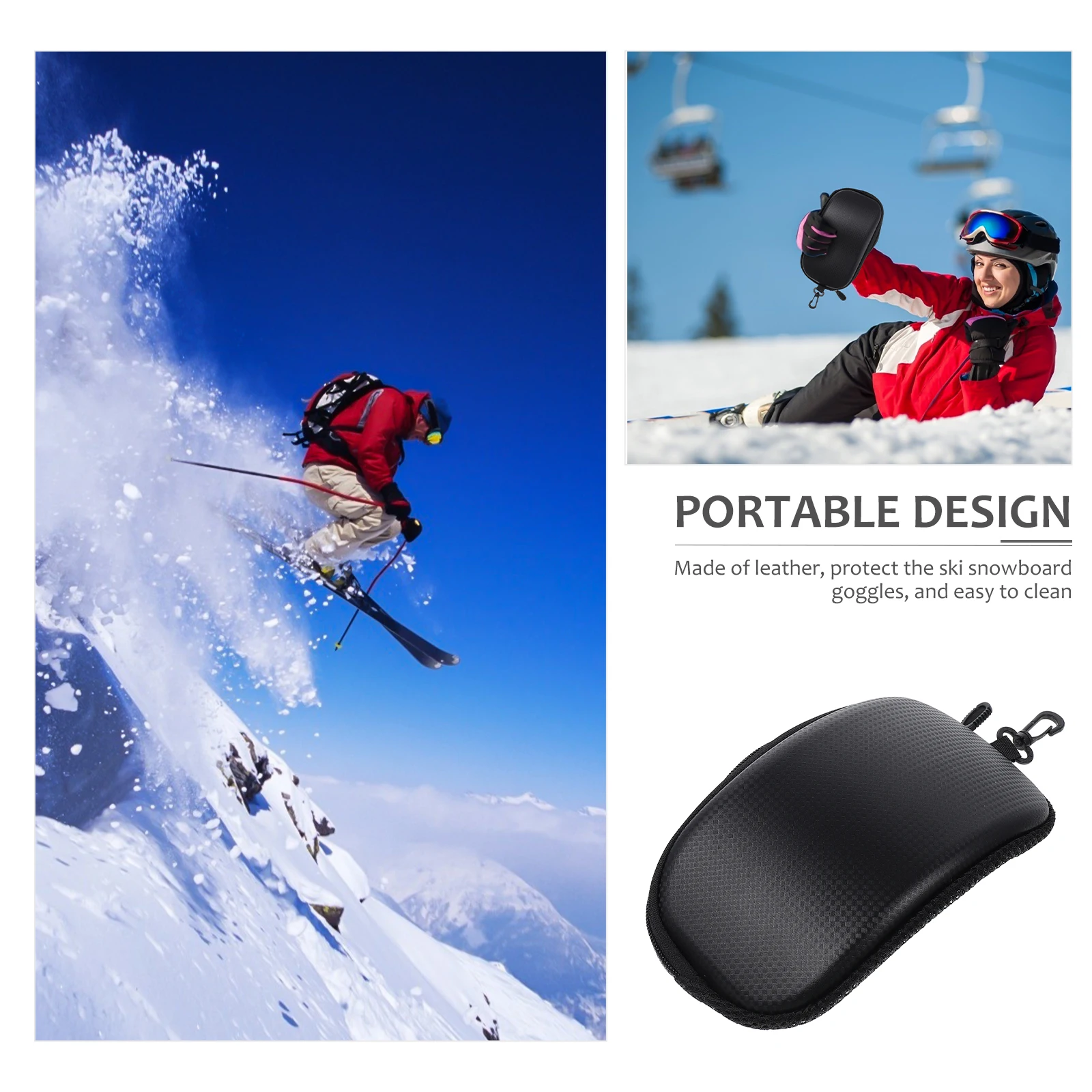 

Ski Goggle Case Large Size Black Storage Box for Glasses Goggles Shockproof Resistant Durable Container