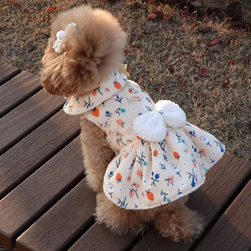 

S Bow Autumn Dog Dress Cat Skirt Puppy Coat Small Dog Costume Bowknot Dog Dresses Teddy Yorkie Pomeranian Bichon Poodle Clothing