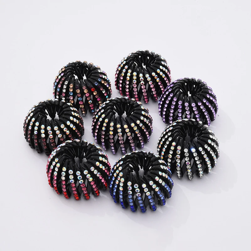 Magic Hair Clip Bird Nest Shaped Hair Holder Crystal Hair Ring Ball Head Hair Device High Ponytail  Artifact Hair Accessories