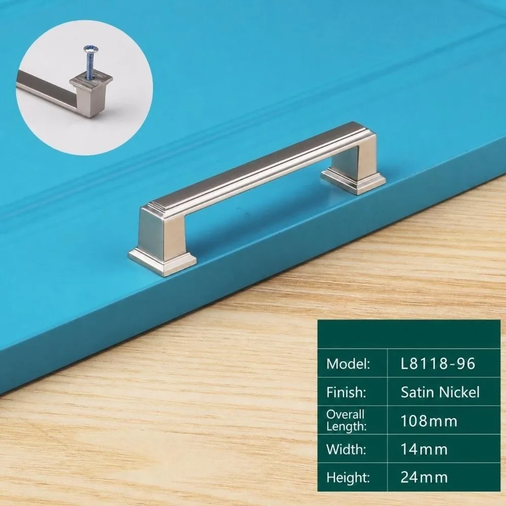 Modern Zinc Alloy Cabinet Handles Thick Solid Square Door Knobs Solid Construction Wardrobe Pulls Kitchen Cabinets