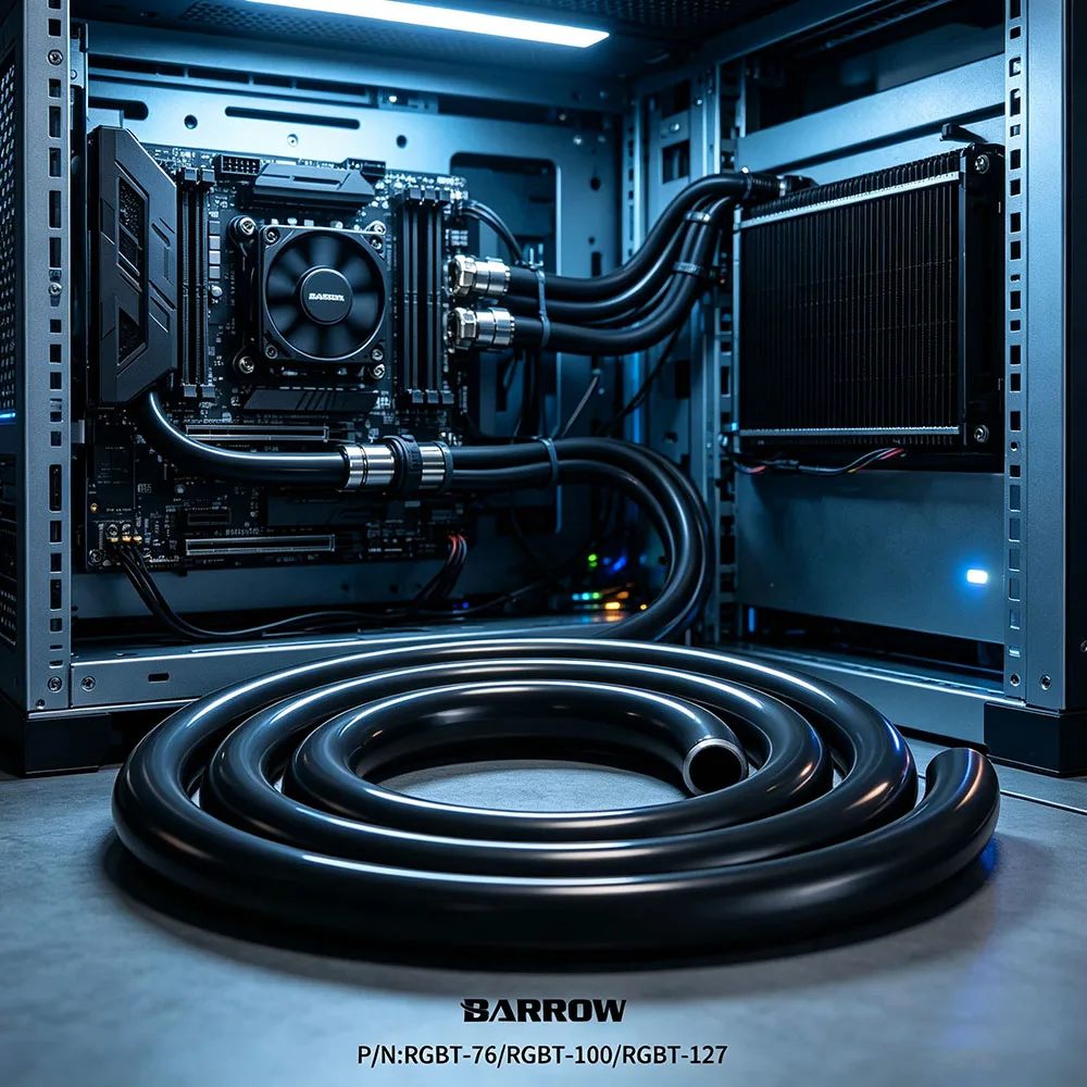 Barrow Black TPV OD12.7,OD16MM Quick Connect Hose Tube,Server,Workstation Use Water Cooling,High Temperature Resistance,RGBT-76