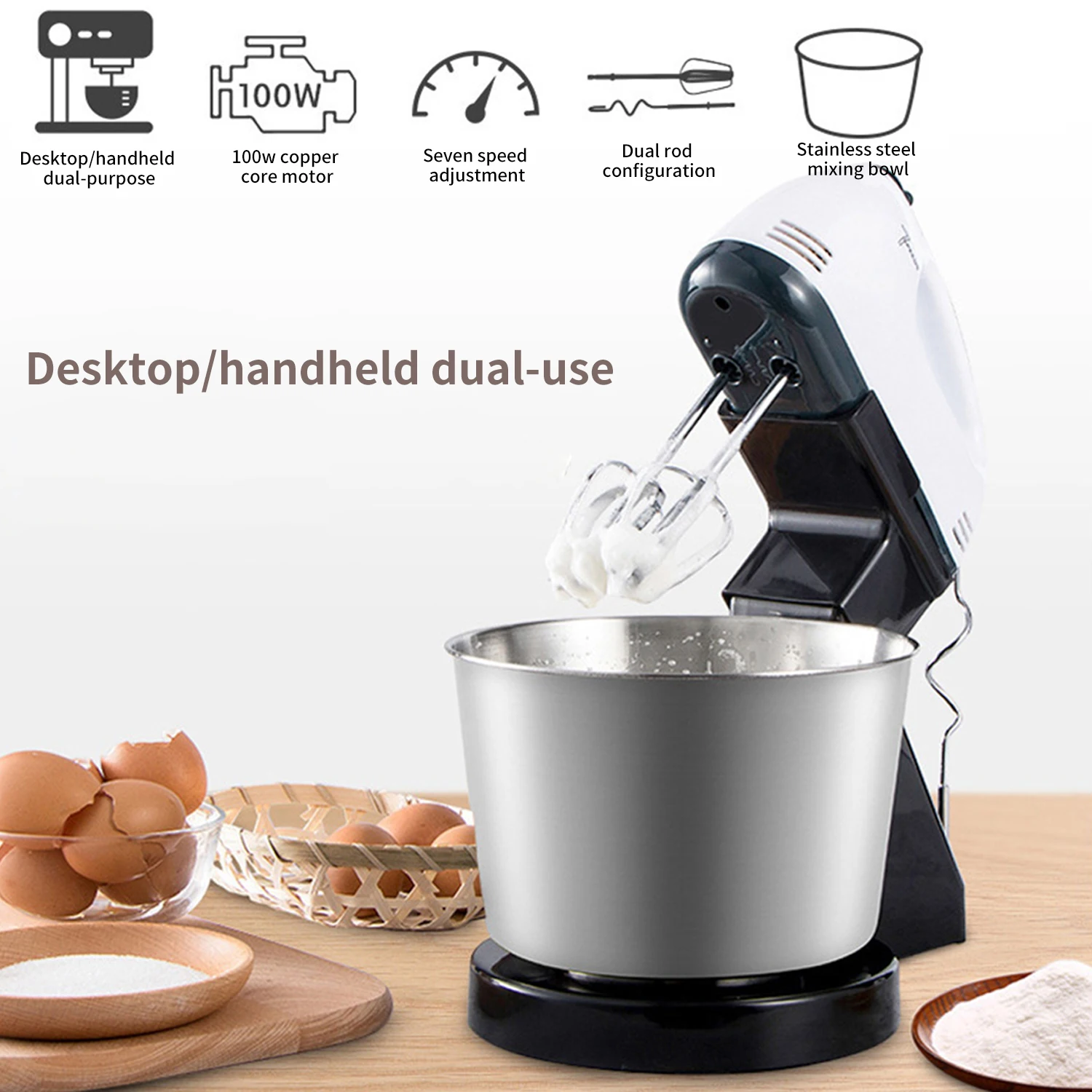 Stand Food Mixers Kitchen Electric Food Blender Desktop Egg Whisk Cream Cake Dough Kneader Milk Frother Food Processor