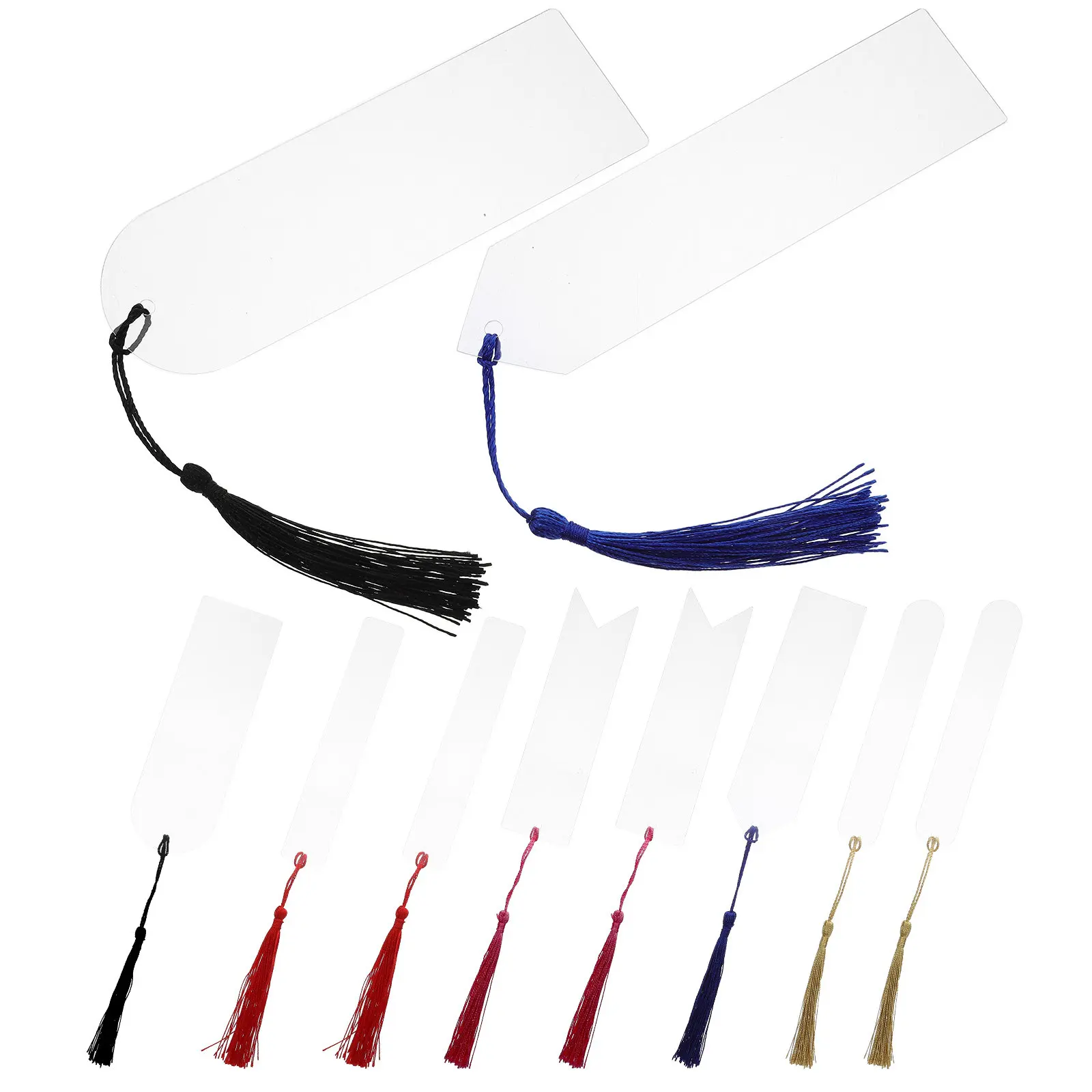Rectangular Acrylic Bookmark Blanks Set Transparent Lightweight Book Markers with Tassel for Study DIY