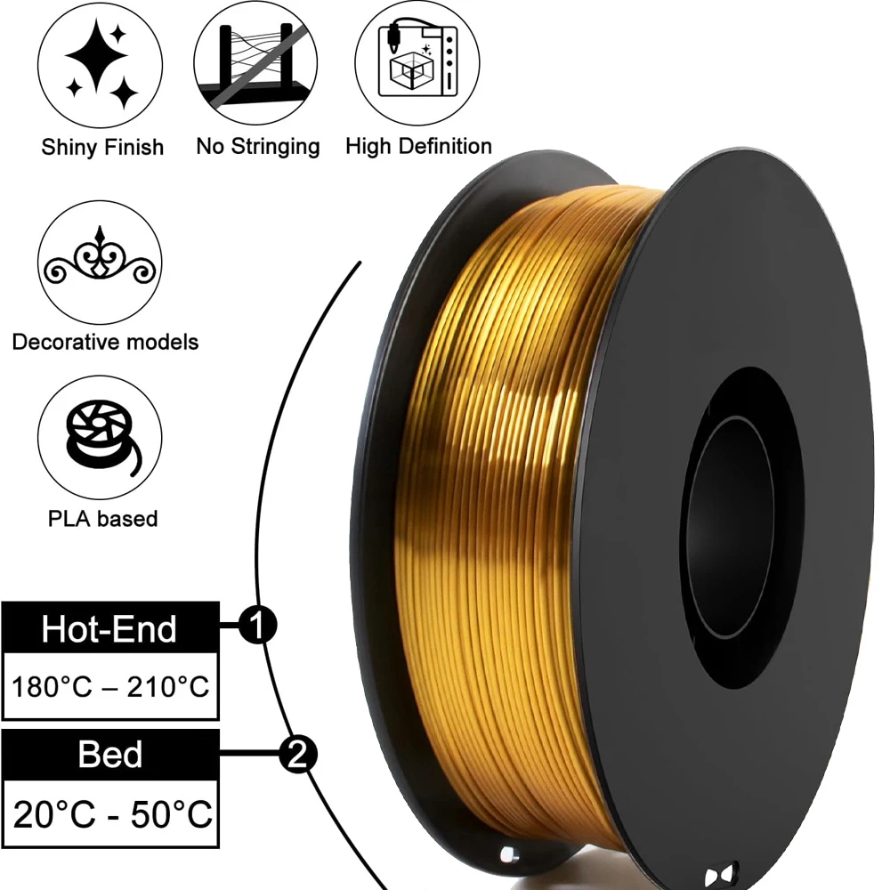 3D 프린터 필라멘트 번들 실크 샤이니 레인보우 PLA 필라멘트, 강화된 내구성 3D 프린팅 필라멘트, 1.75mm 250gX 4 스풀 (2.2