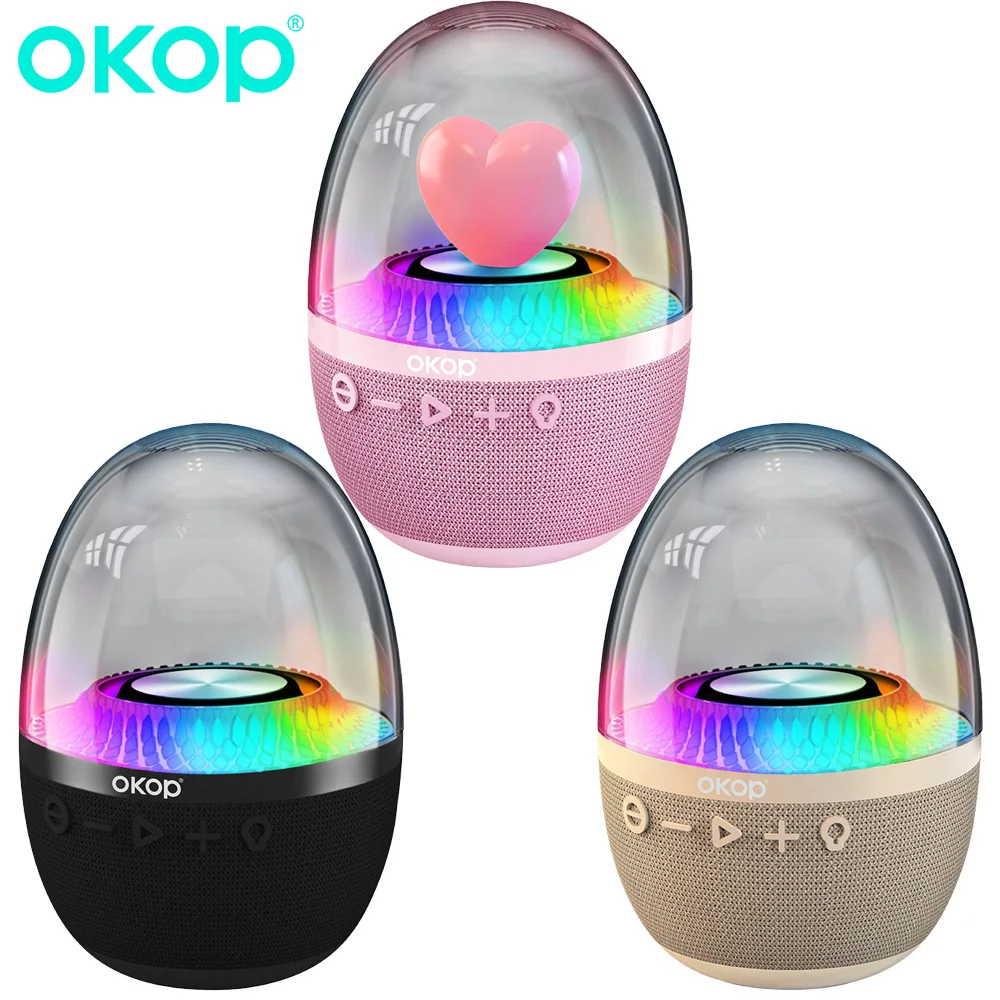 

OKOPwirelessBluetoot speakerdesktop cool RGB atmosphere glass lighting effect small speaker call function music party room decor