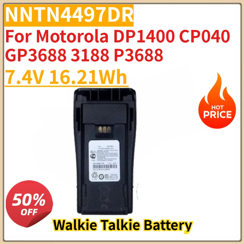 

New NNTN4497DR Walkie Talkie Battery 7.4V 16.21Wh for Motorola DP1400 CP040 GP3688 3188 P3688