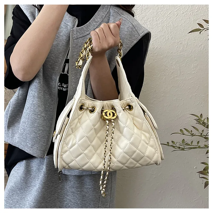 حقائب نسائية عصرية - محفظة برباط هيبي عتيقة، حقيبة دلو بسلسلة ماسية، حقيبة كتف كروس وحقيبة كتف تحت الإبط، أزياء ريترو