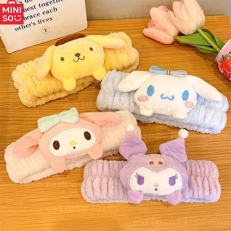 Morbido fascia per capelli in peluche Kuromi Adorabile My Melody Cinnamoroll Fascia elastica antiscivolo per ragazza Trucco Accessori per capelli per il lavaggio del viso