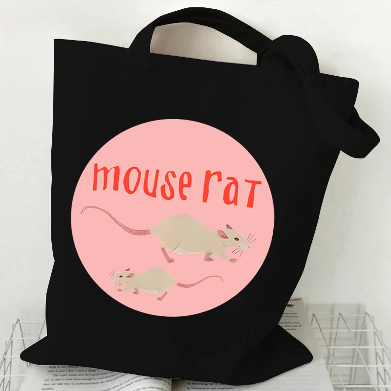 Rat Shopping Bags Women Harajuku Animal Rat Shoulder Bags Vintage Reusable Women Tote Bags Rat Scramble Cheese Women\'s Handbags