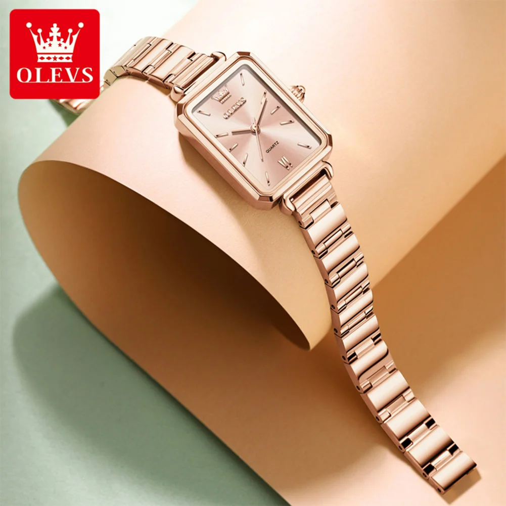 OLEVS 5713 Elegance Vintage Retro Light Luxury Square Dial Original Quartz Movement Watch For Women 30m Waterproof Watch