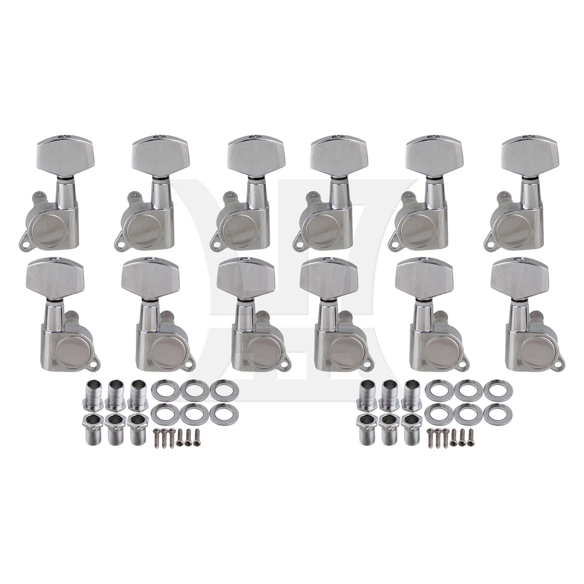 

Yibuy 6R6L Chrome Electric Guitar Sealed Machine Heads Tuning keys