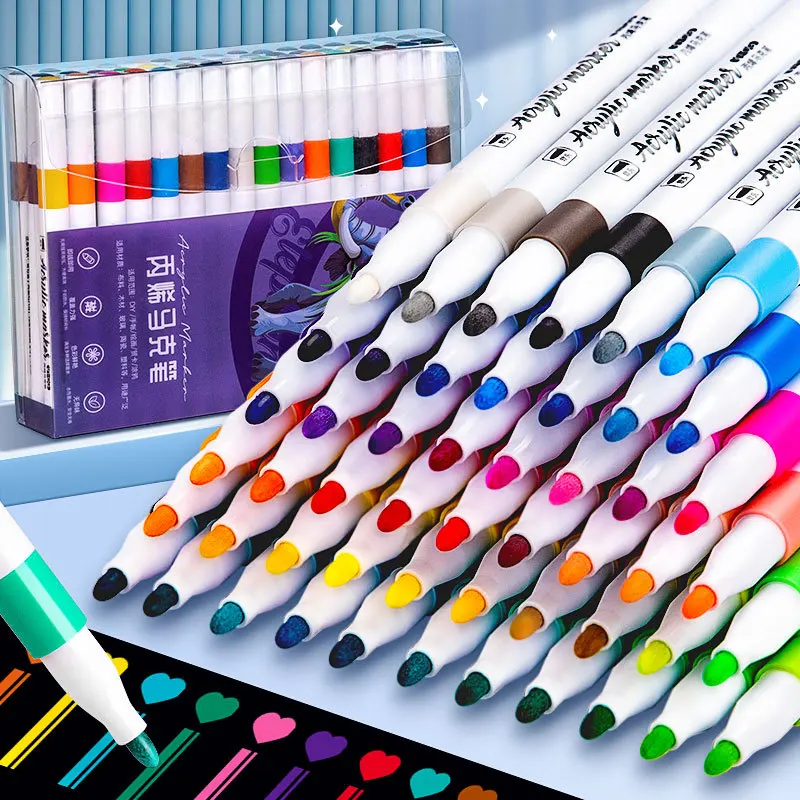

Acrylic Marker 12-80 Colors Pen Set for Draw Sketching Paint Art Markers Graffiti Stone Ceramic Glass Wood DIY Crafts Supplies