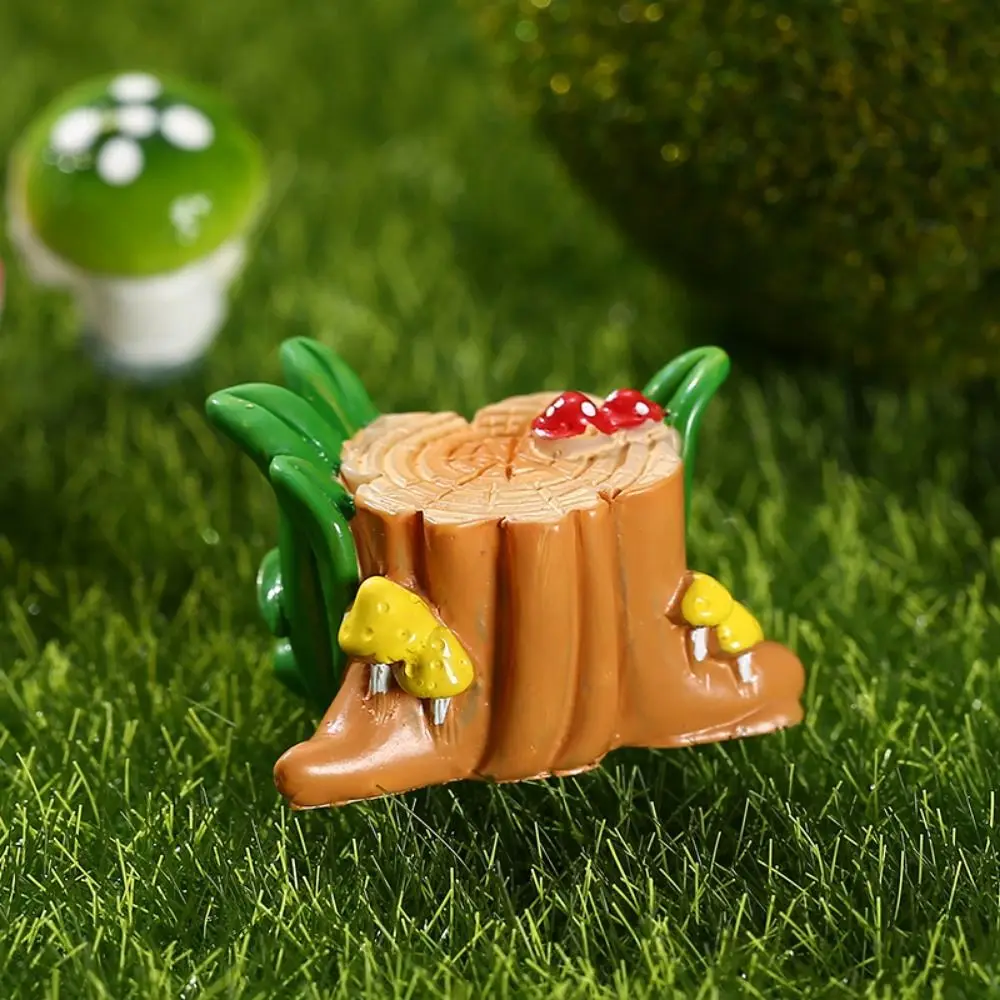 9 Styles Cute Simulation Tree Stump Tree Stump Shape DIY Resin Small Tree Stump Cartoon Tree Stump Ornaments Outdoor