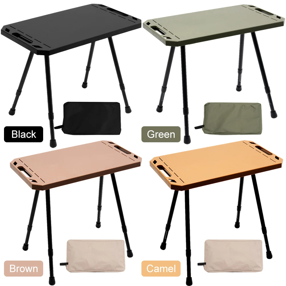 Folding Camping Table Adjustable Height Outdoor Table Aluminium Alloy Side Table for Outdoor Indoor Picnic BBQ Hiking