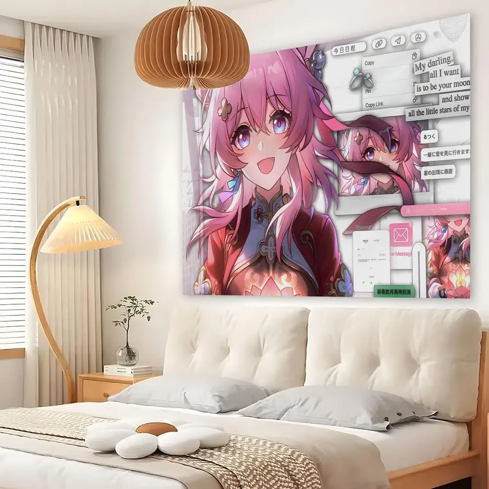 Honkai Star Rail Tapestry Custom Living Bedroom Party Dormitory Interior Wall Bohemian Decoration Attached Clip