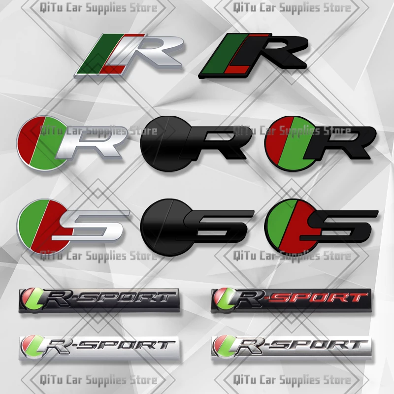 Zinc Alloy S R Sport Badge Car Body Trunk Emblem 3D Grille Sticker For F-Type F-Pace S-Type XFR XE XF XJ XK XJR XFR XEL XJS XJ6