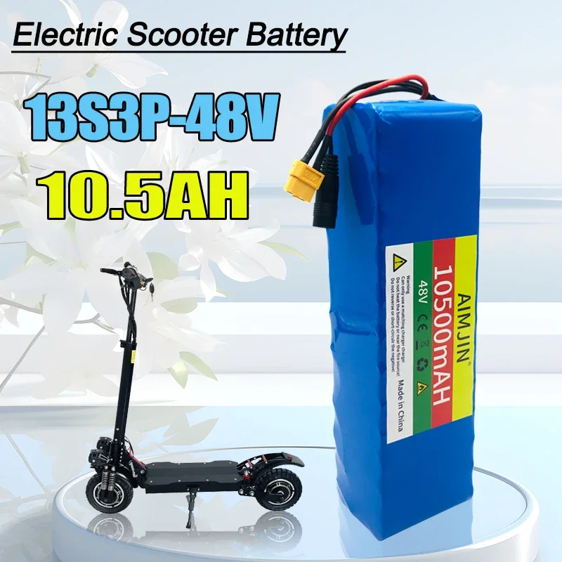 

48V 10500mAh 13S3P 18650 Lithium ion 10.5Ah Battery pack for 54.6v Motorized Scooter with BMS