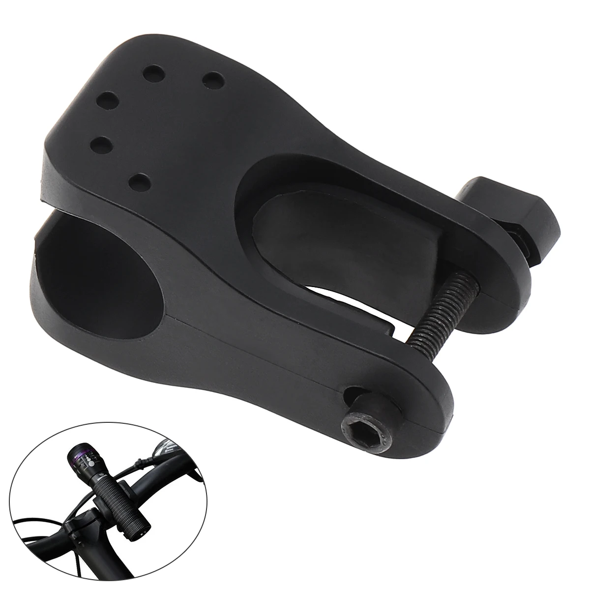 ABS Bicycle Cycle Light Stand Bike Front Mount LED Headlight Holder Clip Rubber for 22-35mm Diameter Flashlight