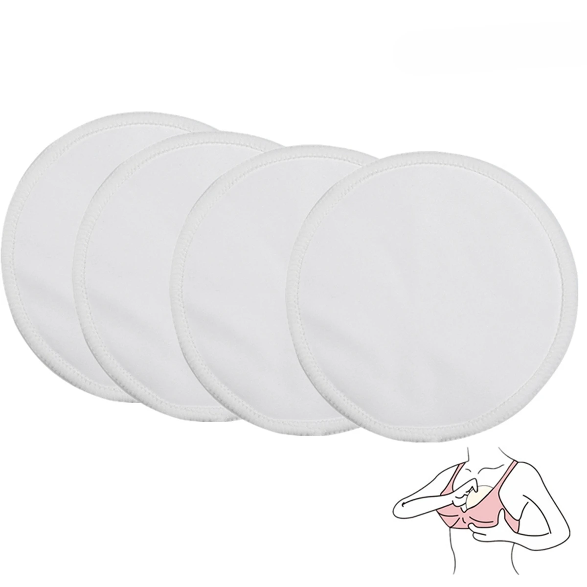 4Pc Rayon Made from Bamboo Nursing Breast Pads Washable & Reusable Breastfeeding Nursing Pads