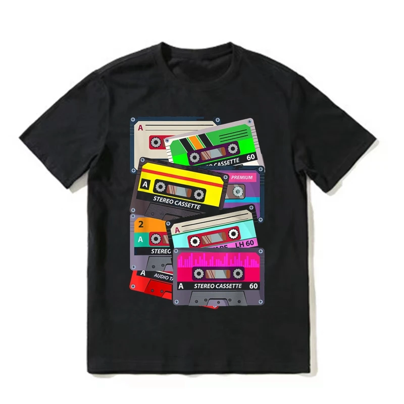 Classic Vintage Cassette Youth T-shirt Men Woman Hip Hop Tape Music Printed T-shirt Trend Gothic Street Fashion Ropa Hombre