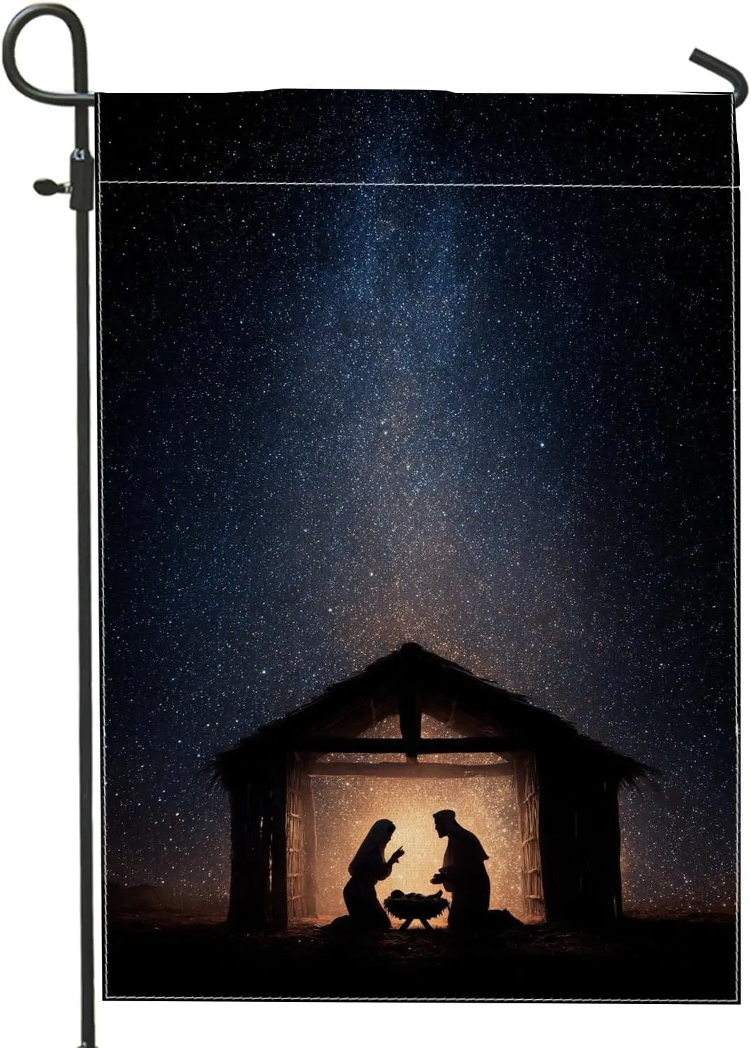 Nativity Garden Flag, Christmas Religious Stable Star Xmas Black Double Sided Burlap Yard Decorative Flags for Outdoor Patio uui