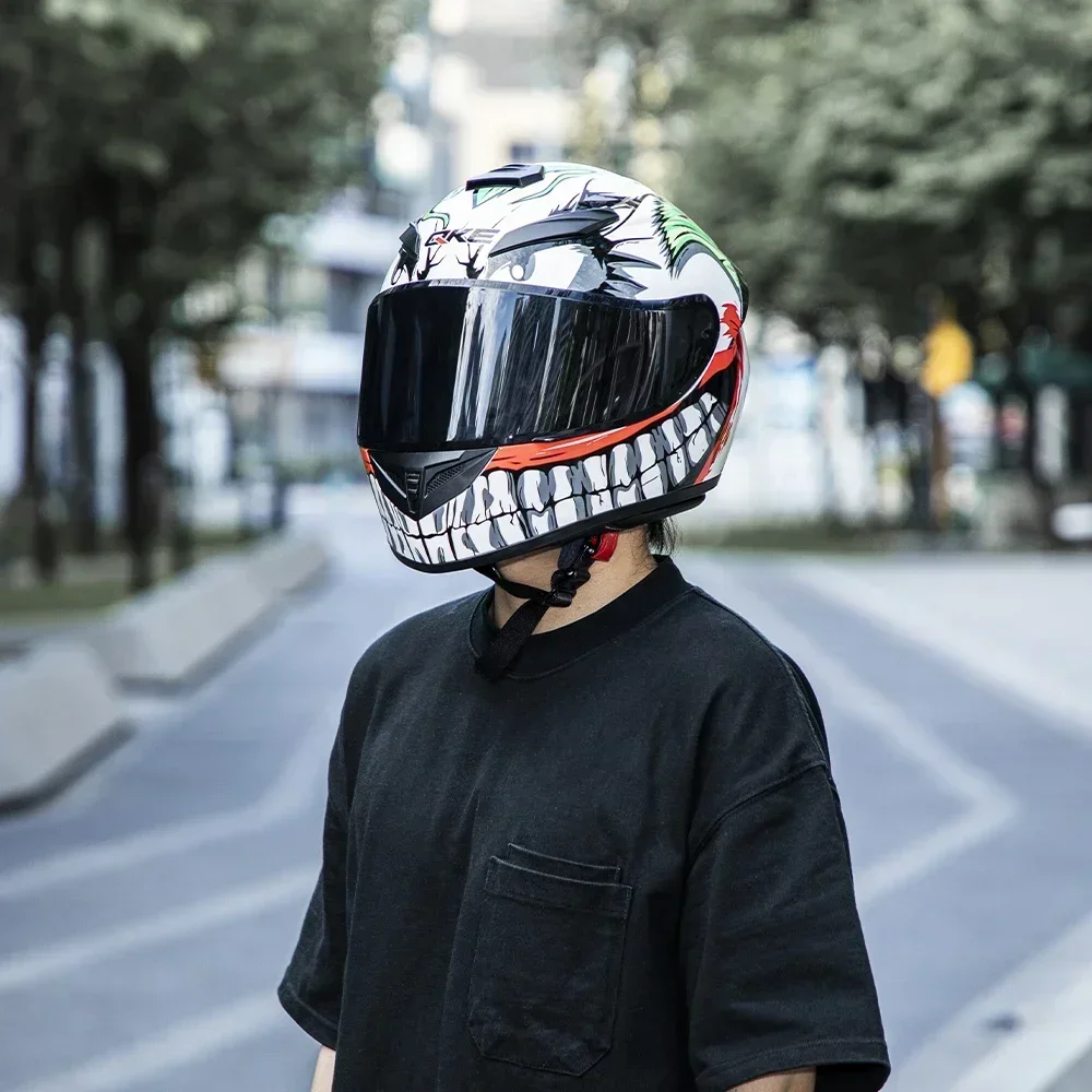 Motorcycle Helmet Clown Full Face Racing Motocross Helmet Flip Up Moto Adult Motorbike Street Touring Riding Casco Capacete