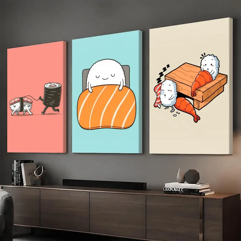 Funny Sushi Fancy Art Painting Calligraphy HD Modern Style Inner Frame Canvas Bedroom Room Hallway Wall Art Decor