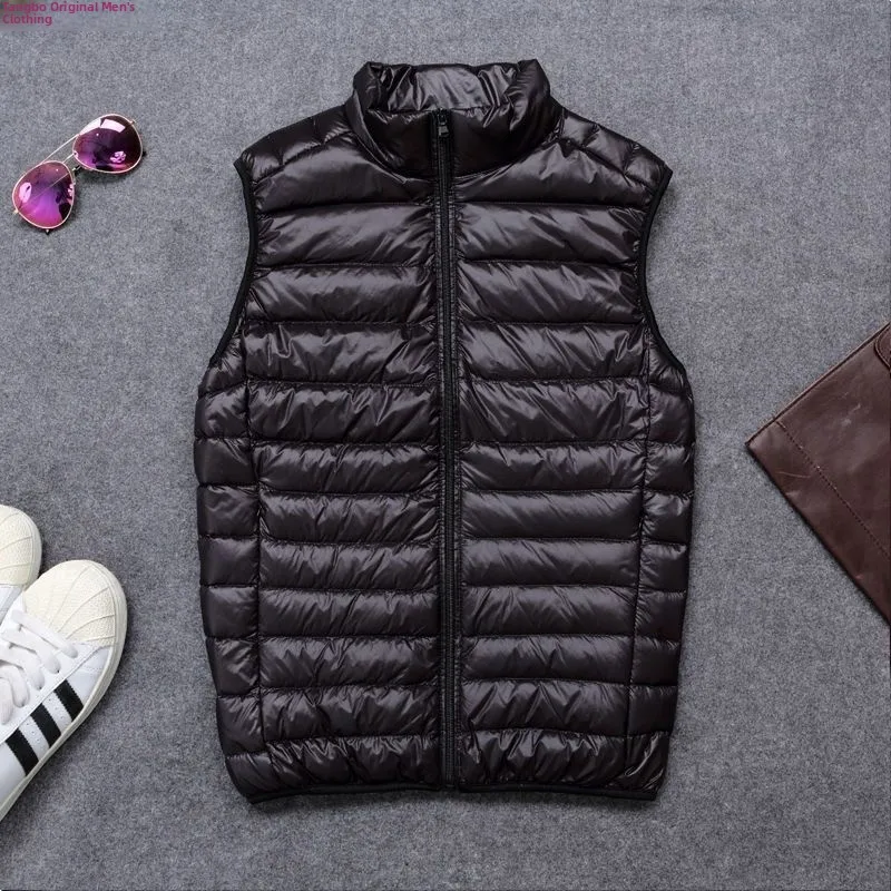 

Men's down Cotton Vest Thi Warmth Dad Sle Inner Core Autumn Winter Large Size Faion Urban Stand Fit Youth Casual