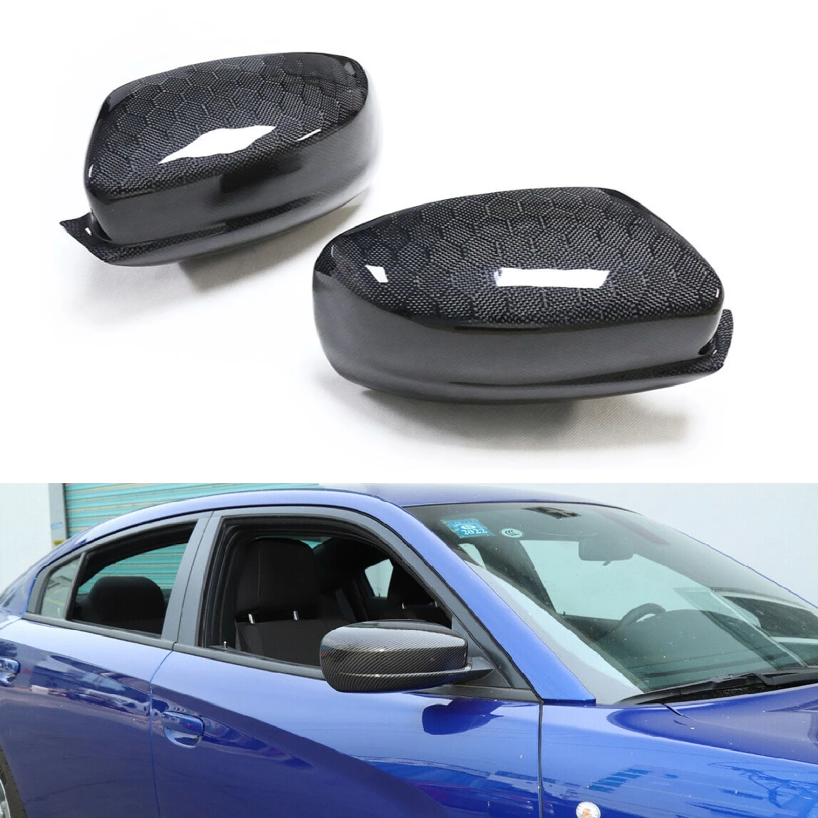 

For Dodge Charger 2011-2022 Chrysler 300 200 Rear View Mirror Cover Real Carbon Fiber Exterior Side Rearview Cap Shell Add On