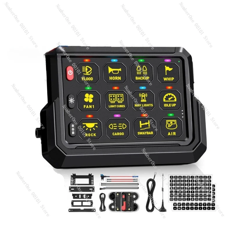 12-Key Wireless, Group Switch Panel, Twelve-Way Touch Switch Panel for RV Yacht Retrofit RGB
