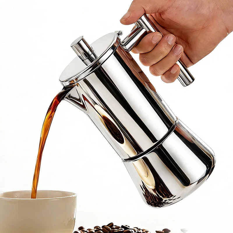 Italian stainless steel mocha pot household 304 coffee pot induction cooker heating espresso machine