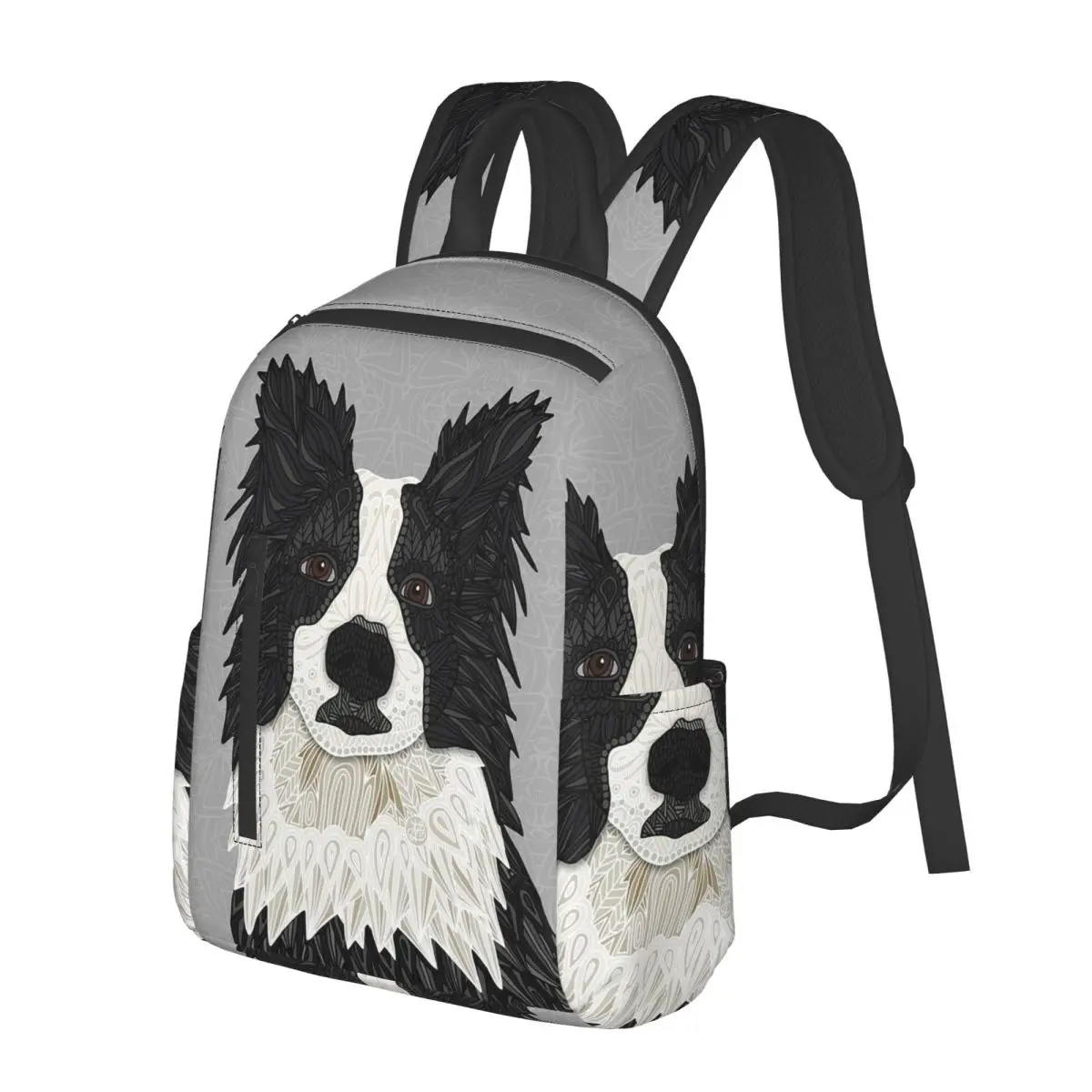 

Красивый черный бордер-колли, студенческий рюкзак, школьная сумка, походный дорожный рюкзак для мужчин и женщин, модная сумка для книг, сумки на плечо