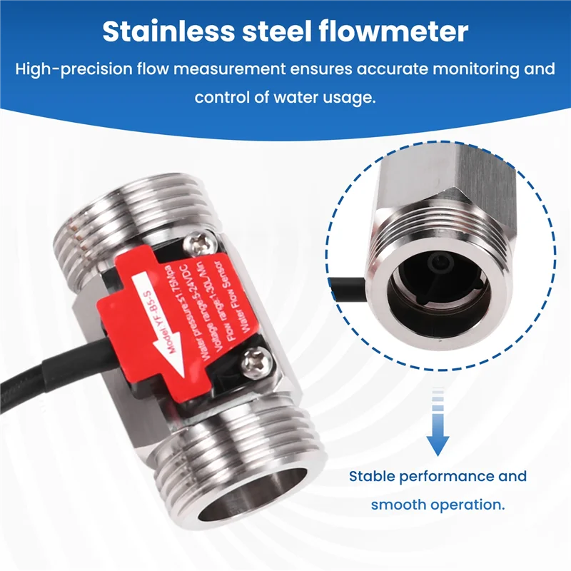 

ABMI-YF-B5-S 50Mm Hall Effect Flow Meter Water Flow Sensor Liquid Flow Meter Industrial Fluid Flow Rate Sensor For Plumbing
