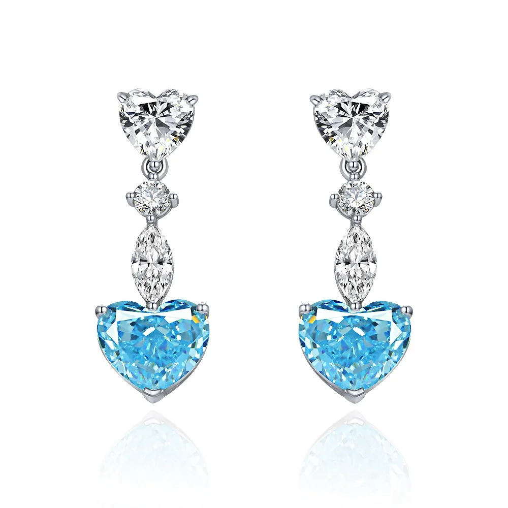 

925 Sterling Silver Hoop Earrings for Women Eternal Love Red Zircon Hearts Earrings Jewelry Anniversary Birthday Gift