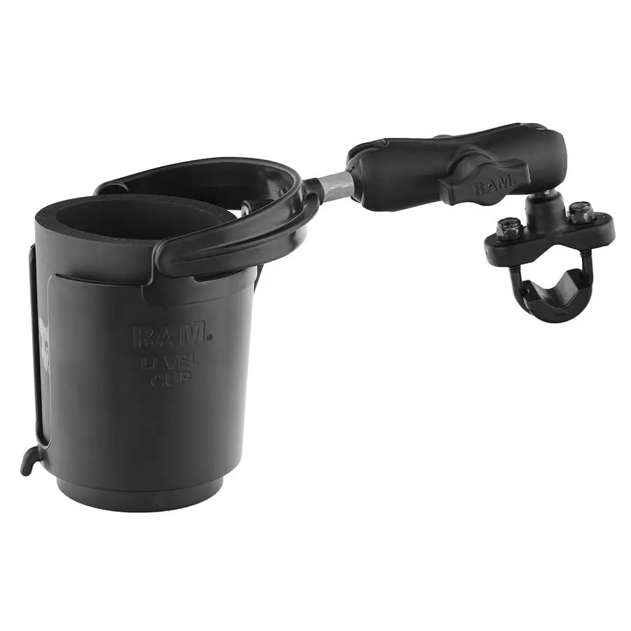 

Mounts Level Cup 16oz Drink Holder with Handlebar UBolt Base RAMB132RU with Medium Arm for Motorcycle, ATV UTV, Bike