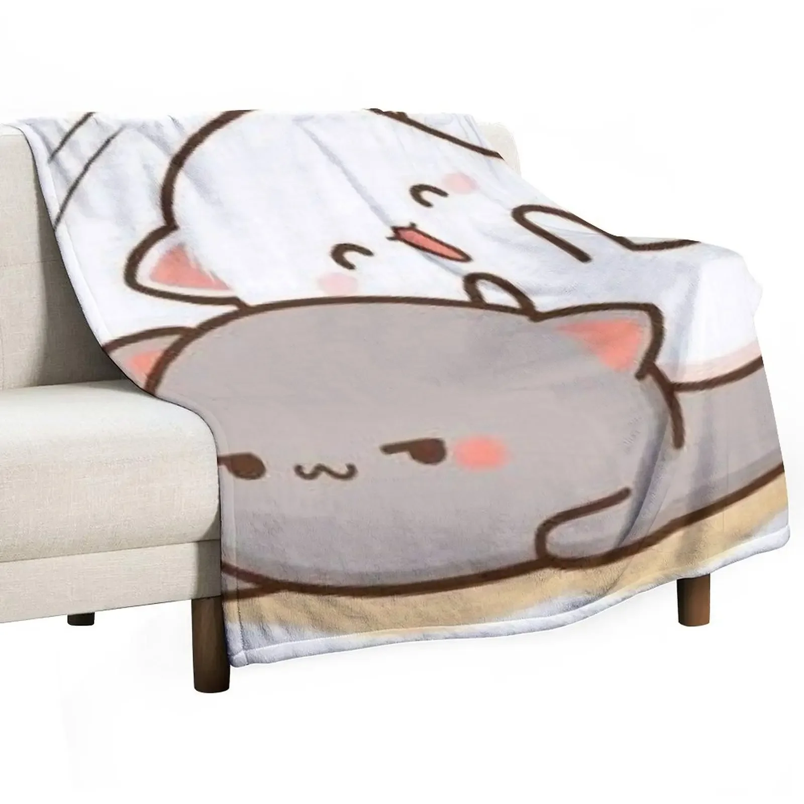 

Peach sitting on Goma - Mochi Peach Cat Throw Blanket Weighted Warm Sofas Blankets