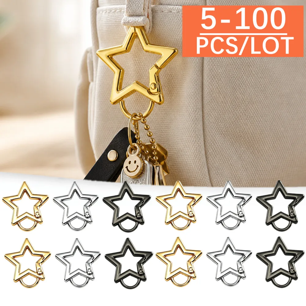 5-100Pieces Star Shape Spring Ring Open Buckle Carabiner Snap Clip for Leather Bag Handbag Belt Strap Connector Key Findings