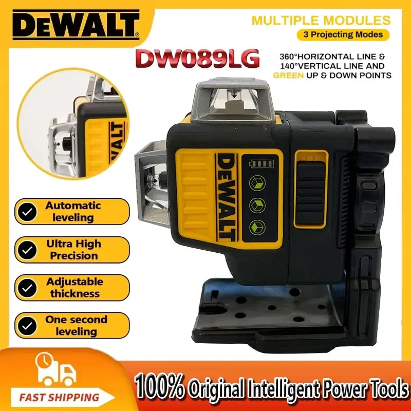 

Dewalt DW089LG 12V Lithium Battery 3 Sides*360 Degree Vertical Horizontal Green Light Level Meter Outdoor solo leveling