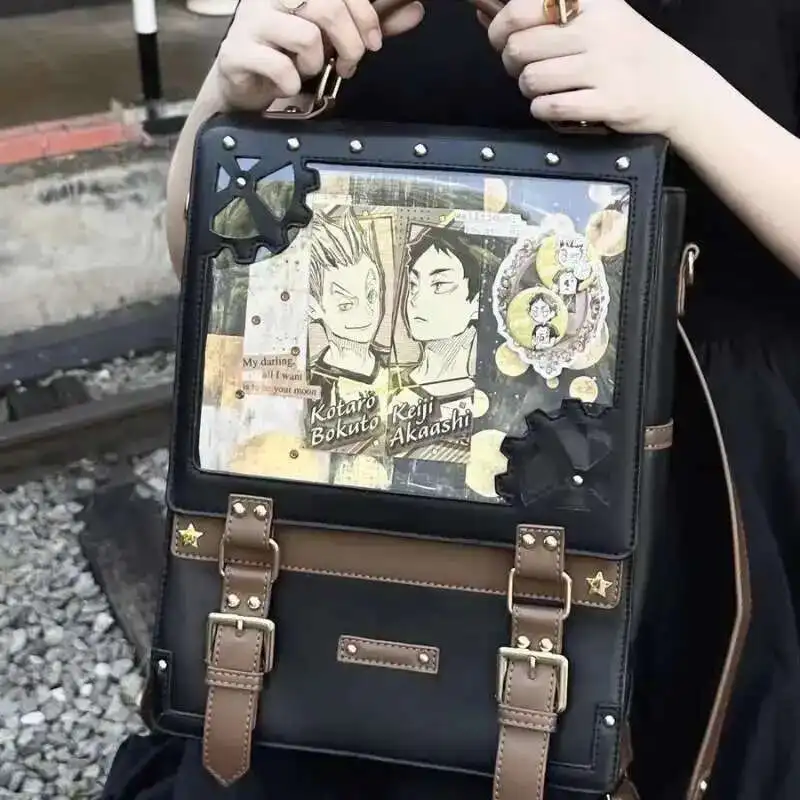 Y2K Punk Women Ita Backpack New Fashion Vintage DIY Display Knapsack Lolita Girl Transparent Bag Casual Harajuku School Rucksack