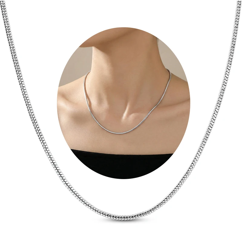 925 Sterling Silver Necklace Circular Snake Bone Basic Necklace For Men Women Fit Original Beads Charms DIY Party Jewelry Gift