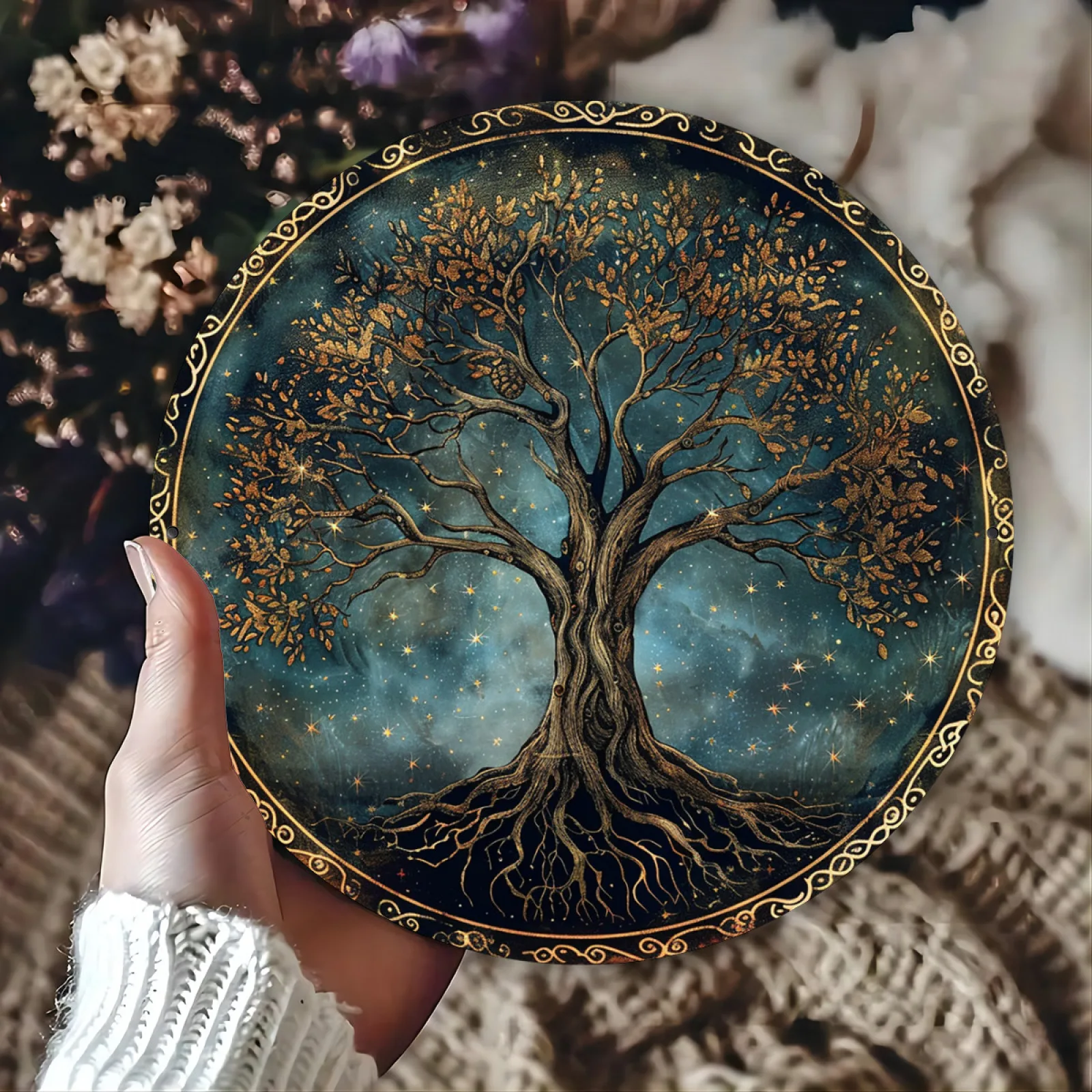 Tree of Life, Vintage Celebration  Wall Decor, Suitable for Indoor or Outdoor Use, Home Decor Tin Painting, Fun Wall Art for Hom