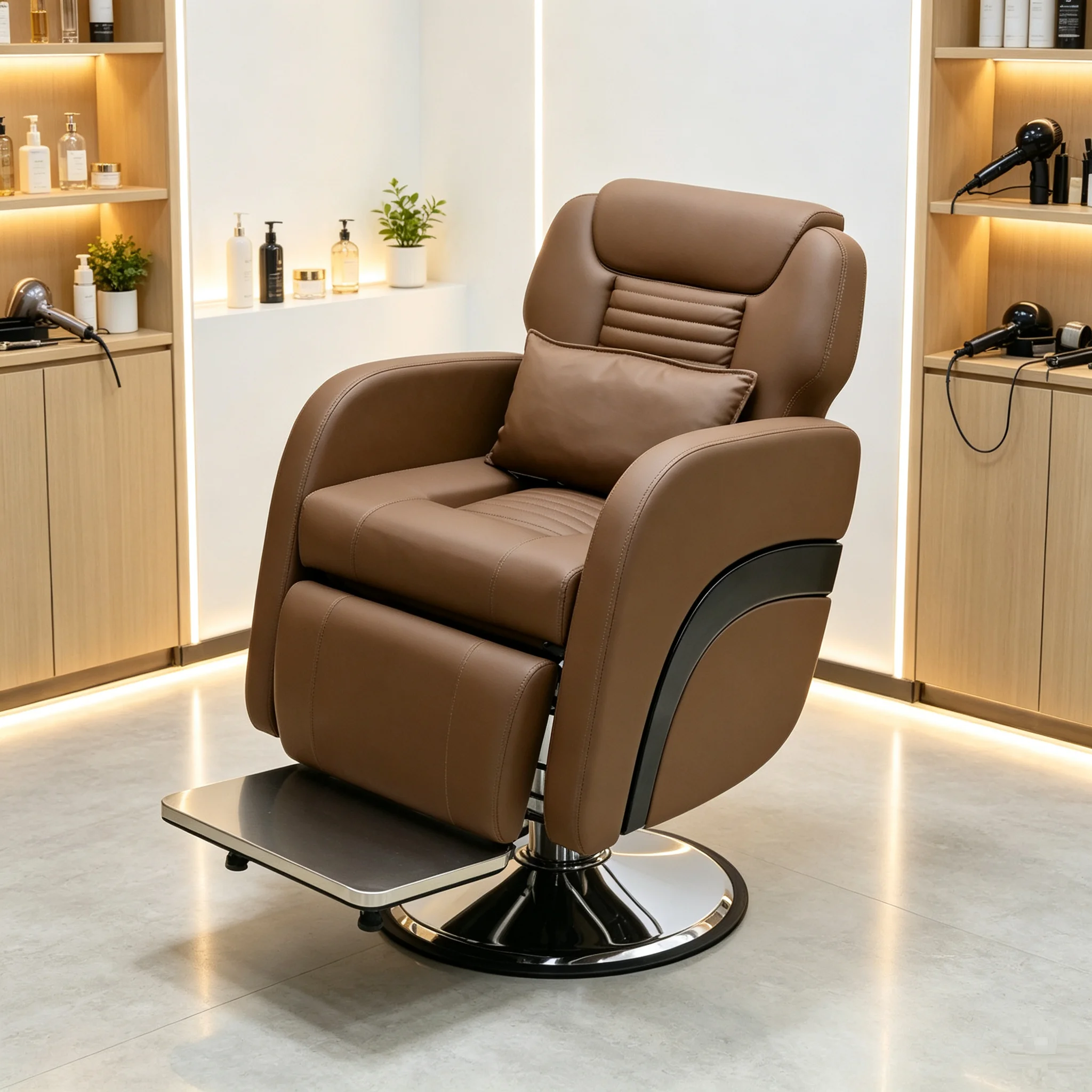 Hydraulic Recumbable Barber Chair, Beauty Salon Styling Chair with Adjustable Foot Pedals, Barber Shop Barber Chair