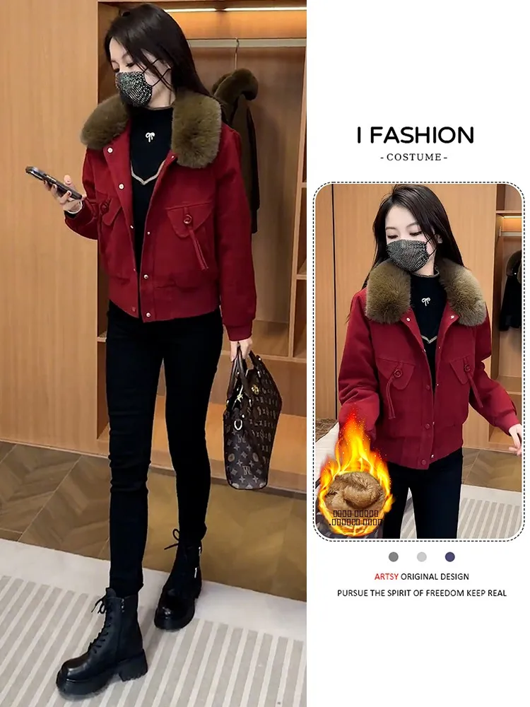 

Faionable Casual Thiened Fce Women's Jaet 2026 New Sle ort Outerwear Korean Sle Loose Fit Pure Color