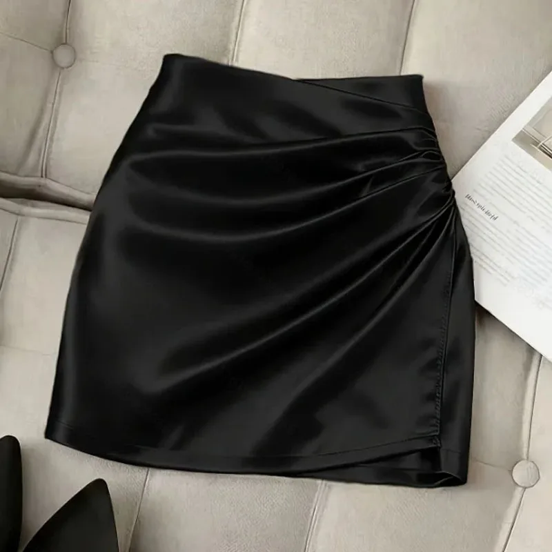 Damenrock 2026 Neuer Sommer Eleganter Hochgeschnittener Schwarzer Faltenrock Hüftbetonter Minirock Damenröcke für Frauen Faldas Q6037